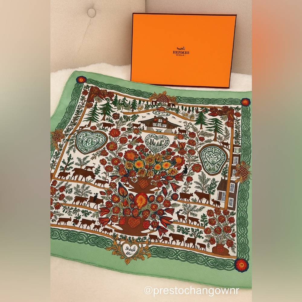 🧣 Hermès Silk Scarf “Découpages” — Anne Rosat